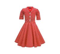 BlackButterfly Enfants Robe Années 50 Vintage à Pois 'Sabrina' (Rouge, 11-12 Ans)