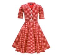 BlackButterfly Enfants Robe Années 50 Vintage à Pois 'Sabrina' (Rouge, 3-4 Ans)