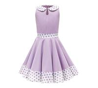 BlackButterfly Enfants Robe Années 50 Vintage à Pois 'Zoey' (Lilas, 7-8 Ans)