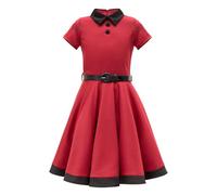 BlackButterfly Enfants Robe Années 50 Vintage Clarity 'Lucy' (Rouge, 5-6 Ans)