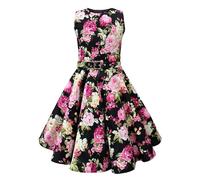 BlackButterfly Enfants Robe Années 50 Vintage Divinity 'Audrey' (Floral Rose Noir, 11-12 Ans)