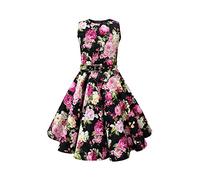 BlackButterfly Enfants Robe Années 50 Vintage Divinity 'Audrey' (Floral Rose Noir, 5-6 Ans)