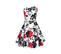 BlackButterfly Enfants Robe Années 50 Vintage Serenity 'Audrey' (Blanc & Rouge, 11-12 Ans)