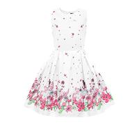 BlackButterfly Enfants Robe de Fille Années 50 Vintage Fairy 'Kira' (Blanc, 7-8 Ans)