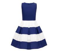 BlackButterfly Enfants Robe de Fille Années 50 Vintage Rayé 'Lilly' (Bleu Roi, 5-6 Ans)