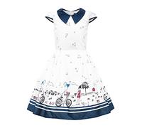 BlackButterfly Enfants Robe de Fille Années 50 Vintage Sunshine 'Olivia' (Blanc, 5-6 Ans)