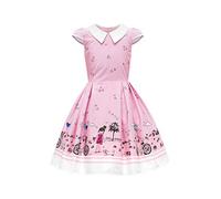 BlackButterfly Enfants Robe de Fille Années 50 Vintage Sunshine 'Olivia' (Rose, 7-8 Ans)