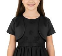 BlackButterfly Enfants Satin Manche Courte Boléro Filles (Noir, 5-6 Ans)