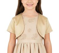 BlackButterfly Enfants Satin Manche Courte Boléro Filles (Or, 7-8 Ans)