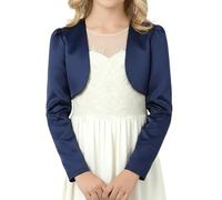 BlackButterfly Enfants Satin Manche Longue Boléro Filles (Bleu Nuit, 11-12 Ans)