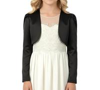 BlackButterfly Enfants Satin Manche Longue Boléro Filles (Noir, 13-14 Ans)