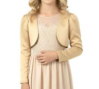 BlackButterfly Enfants Satin Manche Longue Boléro Filles (Or, 9-10 Ans)