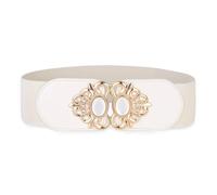 BlackButterfly Extensible/Élastique Vintage Large Serre-taille Elastique Perle Boucle Taille Ceinture (Beige, M)