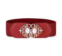 BlackButterfly Extensible/Élastique Vintage Large Serre-taille Elastique Perle Boucle Taille Ceinture (Rouge, XL)