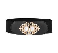 BlackButterfly Extensible/Élastique Vintage Large Serre-taille Elastique Perle Boucle Taille Ceinture (Noir, S)