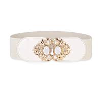 BlackButterfly Extensible/Élastique Vintage Large Serre-taille Elastique Perle Boucle Taille Ceinture (Beige, XL)