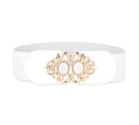 BlackButterfly Extensible/Élastique Vintage Large Serre-taille Elastique Perle Boucle Taille Ceinture (Blanc, S)