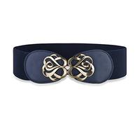 BlackButterfly Extensible/Élastique Vintage Serre-taille Elastique Boucle Taille Ceinture (Bleu nuit, M)
