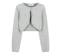 BlackButterfly Filles Manche Longue Boléro Scintillante Enfants Cardigan (Argent, 11-12 Ans)