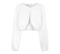 BlackButterfly Filles Manche Longue Boléro Scintillante Enfants Cardigan (Blanc - Étincelle holographique, 9-10 Ans)