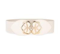 BlackButterfly Large Ajustable Élastique extensible Ceinture Rétro Cœur doré Boucle Taille Ceinture (Beige, M)