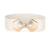 BlackButterfly Large Ajustable Élastique extensible Ceinture Rétro Nœud doré Boucle Taille Ceinture (Beige, S)