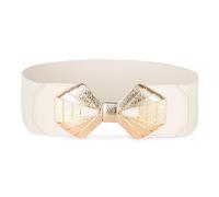 BlackButterfly Large Ajustable Élastique extensible Ceinture Rétro Nœud doré Boucle Taille Ceinture (Beige, M)