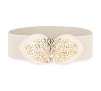 BlackButterfly Large Ajustable Élastique extensible Ceinture Rétro Or Méduse Boucle Taille Ceinture (Beige, M)