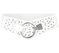 BlackButterfly Large Élastique Extensible Métal Clouté Crochet Boucle Ceinture (Blanc, L)