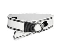 BlackButterfly Large Élastique Extensible Métal Clouté Crochet Boucle Ceinture (Blanc, XL)