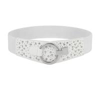 BlackButterfly Large Élastique Extensible Métal Clouté Crochet Boucle Ceinture (Blanc, XXL)