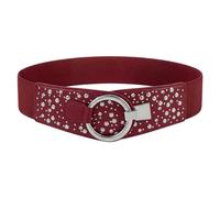 BlackButterfly Large Élastique Extensible Métal Clouté Crochet Boucle Ceinture (Rouge, L)