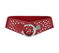 BlackButterfly Large Élastique Extensible Métal Clouté Crochet Boucle Ceinture (Rouge, XL)