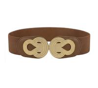 BlackButterfly Large Élastique Vintage Sangle Métal Emboîtement Boucle Ceinture (Marron, M)