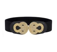 BlackButterfly Large Élastique Vintage Sangle Métal Emboîtement Boucle Ceinture (Noir, S)