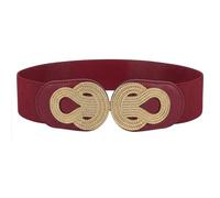 BlackButterfly Large Élastique Vintage Sangle Métal Emboîtement Boucle Ceinture (Rouge, S)