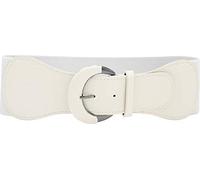 BlackButterfly Large PU Élastique Extensible Boucle Taille Ceinture (Blanc, XXL)