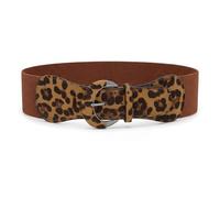 BlackButterfly Large PU Élastique Extensible Boucle Taille Ceinture (Marron - Imprimé léopard, S)