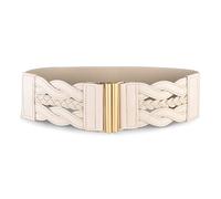 BlackButterfly Large Serre-taille Elastique Vintage Tressé Fermoir vertical Boucle Ajustable Taille Ceinture (Beige, S)