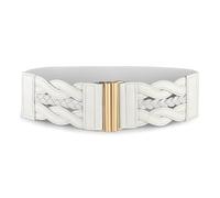 BlackButterfly Large Serre-taille Elastique Vintage Tressé Fermoir vertical Boucle Ajustable Taille Ceinture (Blanc, S)