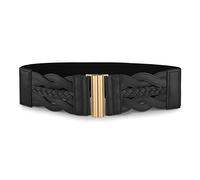 BlackButterfly Large Serre-taille Elastique Vintage Tressé Fermoir vertical Boucle Ajustable Taille Ceinture (Noir, M)