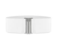 BlackButterfly Large Taille Ajustable Élastique extensible Ceinture Rétro Fermoir vertical Boucle Ceinture (Blanc, XXL)