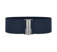 BlackButterfly Large Taille Ajustable Élastique extensible Ceinture Rétro Fermoir vertical Boucle Ceinture (Bleu nuit, XL)