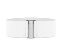 BlackButterfly Large Taille Ajustable Élastique extensible Ceinture Rétro Fermoir vertical Boucle Ceinture (Blanc, M)