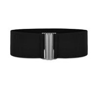 BlackButterfly Large Taille Ajustable Élastique extensible Ceinture Rétro Fermoir vertical Boucle Ceinture (Noir, XL)