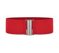 BlackButterfly Large Taille Ajustable Élastique extensible Ceinture Rétro Fermoir vertical Boucle Ceinture (Rouge, M)