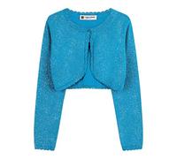 BlackButterfly Les Filles Longue Étincelle Cardigan Enfants Enfants Boléro Boléro en Maille (Bleu-Vert, 13-14 Ans)