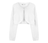 BlackButterfly Les Filles Manches-Longues Tricot Enfants Enfants Boléro Boléro en Maille (Blanc, 7-8 Ans)