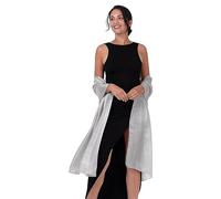 BlackButterfly Métal Étincelle Mariée Mariage Sortie Soirée Chale Pashmina Portefeuille (Argent, 70CM X 230CM)