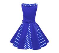 BlackButterfly Robe Fille Alexia Col Bateau à Pois | Jupe cercle, Sans manches, Panneau contrastant, Doublée, Zip dos invisible, Ceinture amovible, 3-14 ans